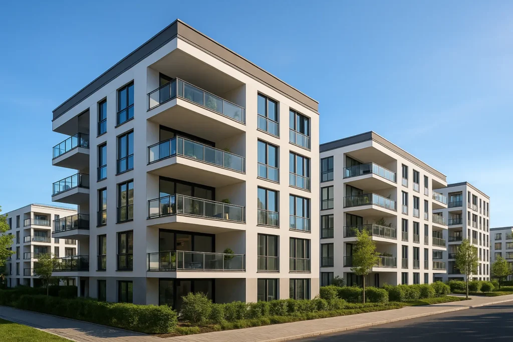 Moderne Wohnhäuser mit viel Grün als Referenz für Bauträger-Projekte von Hochmeister Bau